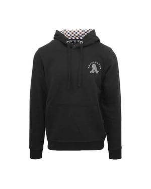 Men's Aquascutum Hooded Neck Long Sleeve Sweatshirt with Kangaroo Pocket in Black