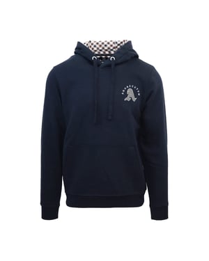 Men's Aquascutum Hooded Neck Long Sleeve Sweatshirt with Kangaroo Pocket in  Navy