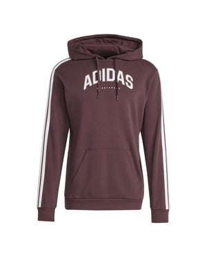 Men's adidas Kangaroo Pocket Hooded Long Sleeve Sweatshirt in Aurora Ruby