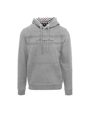Men's Aquascutum Hooded Neck Signature Print Sweatshirt in Grey