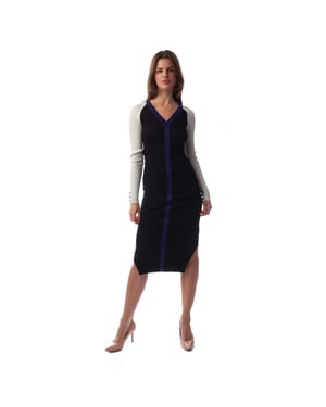 Women's Boss Long Sleeve Knitted Bodycon Dress in Open Misc