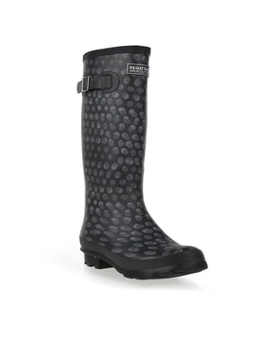 Women's Regatta Lady Fairweath Polka Dot Rain Boots in BlkAnimalPrt