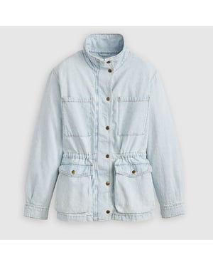 Women's Levis Karlie Solid Patterned Snap Button Press Stud Cuff Denim Jacket in Desert Recharge