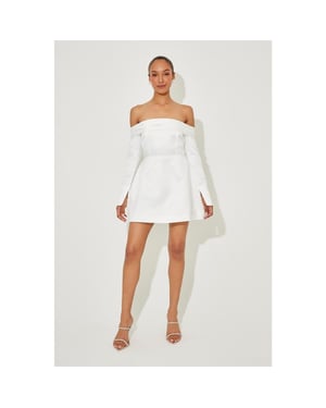 Women's Odd Muse Satin Bardot Dress in White