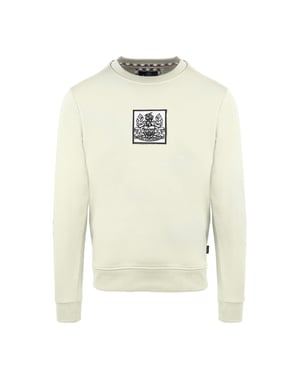 Men's Aquascutum Crew Neck Ribbed Collar Long Sleeve Sweatshirt in Butter