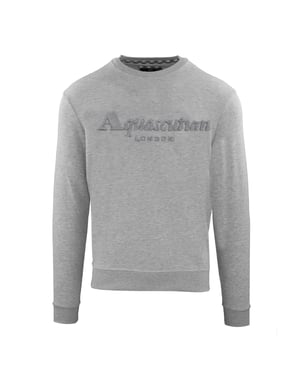 Men's Aquascutum Embroidered Crew Neck Long Sleeve Sweatshirt in Grey