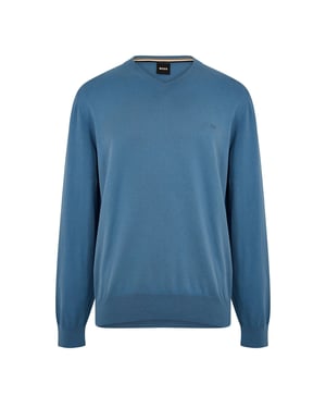 Men's Boss V-Neck Long Sleeve Sweatshirt in Pastel Blue