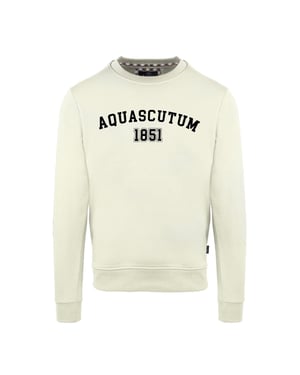 Men's Aquascutum Arch Logo Crew Neck Long Sleeve Sweatshirt in Butter
