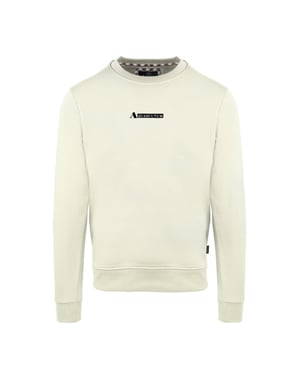 Men's Aquascutum Crew Neck Ribbed Collar Long Sleeve Sweatshirt in Butter
