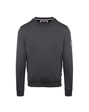 Men's Aquascutum Crew Neck Ribbed Collar Long Sleeve Sweatshirt in Antracite