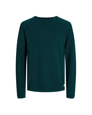 Men's Jack and Jones Regular Fit Long Sleeve Crew Neck Sweater in Deep Teal