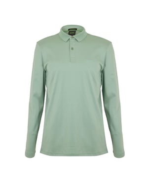 Men's Boss Pirol Long Sleeve Polo Shirt, Timeless Design in Open Green