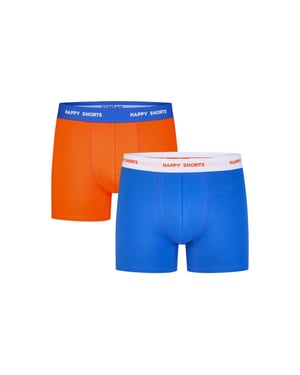 Happy Shorts Heren boxershorts oranje/blauw 2-pack