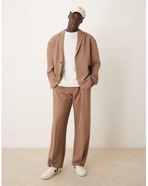 ASOS DESIGN slouchy oversized suit jacket in brown seersucker