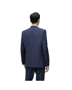 Men's Boss Jeckson Solid Patterned Notch Collared Suit Jacket in Blue