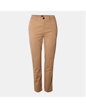 Women's Boss Solid Patterned Slim Chinos in Medium Beige