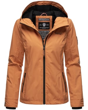 Marikoo dames overgangsjas lichtgewicht water- en windafstotend met capuchon rusty cinnamon