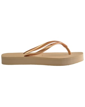 Women's Havaianas Slim Flatform Golden 35 36 Flip Flops in Gold