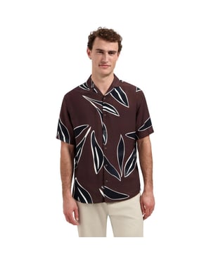 No Excess Shirt short sleeve allover printed dark brown