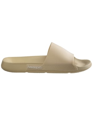 Women's Havaianas Solid Patterned Open Toe Slide Sandals in Beige