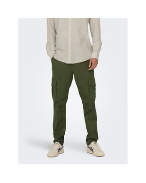 Men's Only and Sons Dean Regular Fit Cargo Pants in Olive Night