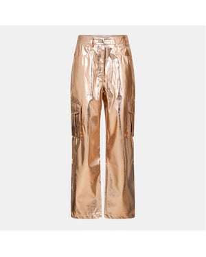 Women's AmyLynn Mlc Uly Metallic Plaque Straight Cargo Pants in Rose gold