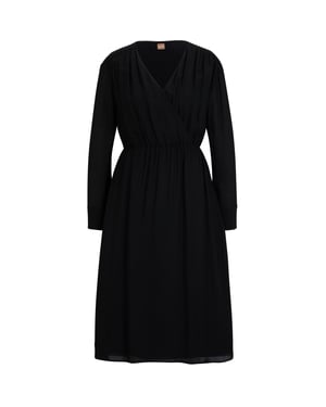 Women's Boss Dagatta V-Neck Midi Wrap Dress in Black