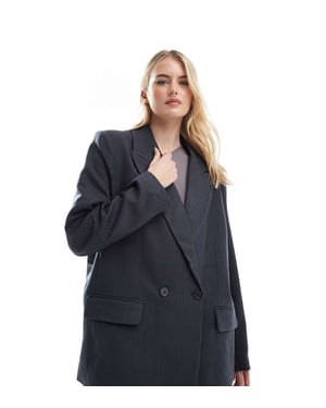 Vero Moda Tall tailored herringbone co-ord blazer in dark grey melange