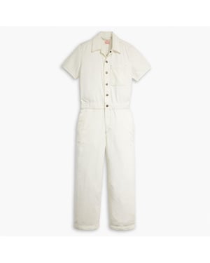 Women's Levis Heritage Collared Neck Short Sleeve Solid Patterned Jumpsuit in Serenity Now
