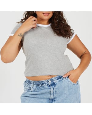 Women's Brave Soul Ps Ss Tee in Grey/White