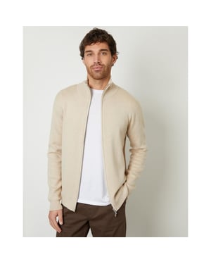 Men's Threadbare Wynnstay Zp Cardi in Oatmilk