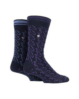 2-pack Heren Casual Geribbelde Katoenen Dress Socks | Middelzware Vierkante Gebreide Sokken