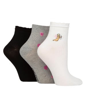 3-Pack Dames Geribbelde Enkelkousen met Rimpelrand - Zachte Stijlvolle Dagelijkse Pasvorm