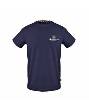 Men's Aquascutum Crew Neck Short Sleeve Regular Fit T-Shirt in Navy