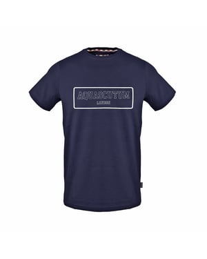Men's Aquascutum Crew Neck Short Sleeve Jersey T-Shirt in   Navy