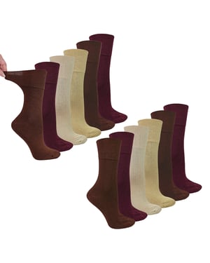 12 Pairs Ladies Bamboo Diabetic Socks | Soft Non Binding Comfort Socks