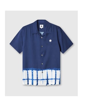 Men's Pretty Green Anaheim Tyedye Regular Fit Shirt in Navy