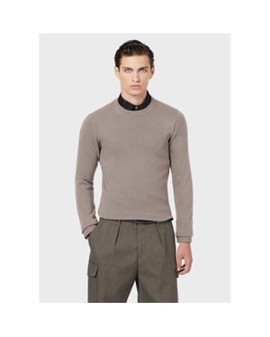 Men's Emporio Armani EA7 Crew Neck Regular Fit Sweater in Taupe