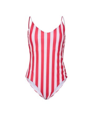 Pieces Dames badpak pcbaomi ronde hals rood/wit gestreept