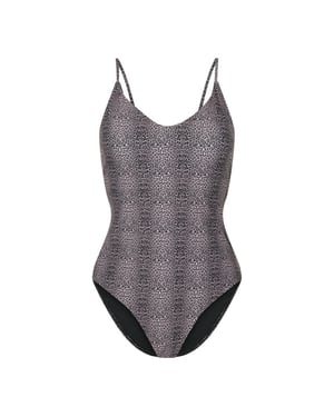 Pieces Dames badpak pcbaomi ronde hals zwart/luipaard print