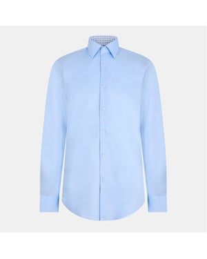 Men's Boss Point Collar Long Sleeve Regular Fit Oxford Shirt in Pastel Blue