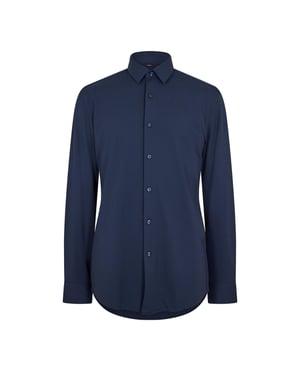 Men's Boss Point Collar Long Sleeve Oxford Shirt in Dark Blue