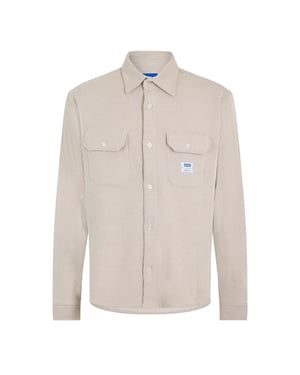 Men's Boss Oxford Long Sleeve Collared Shirt with Chest Pocket in Open White