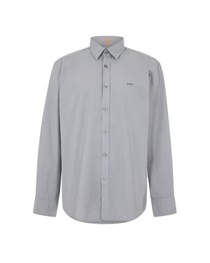Men's Boss Relegant 6 M Plain Long Sleeve Shirt in Open Grey