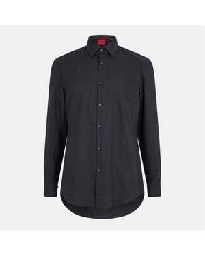 Men's Boss Regular Fit Point Collar Long Sleeve Oxford Shirt in Black