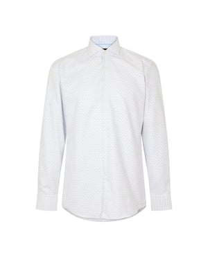 Men's Boss Spread Collar Long Sleeve Oxford Shirt in White