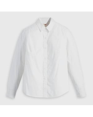 Women's Levis Collared Neck Long Sleeve Regular Fit Shirt in Bright White