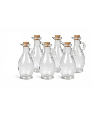 WDMT Glazen schenkflesjes 250 ml set van 6 – met kurken dop en schenktuit