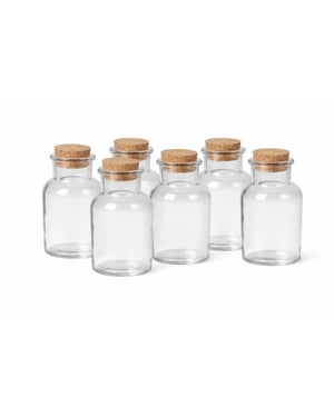 WDMT Glazen flesjes 150 ml set van 6 – met kurken dop voor diy, likeur, olie & azijn