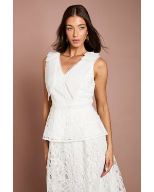 Organza Lace Bow One Shoulder Top